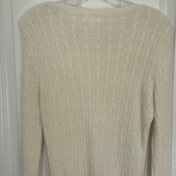 Aphorism cream angora wool blend, scoop neck knit sweater, size large - Picture 7 of 8